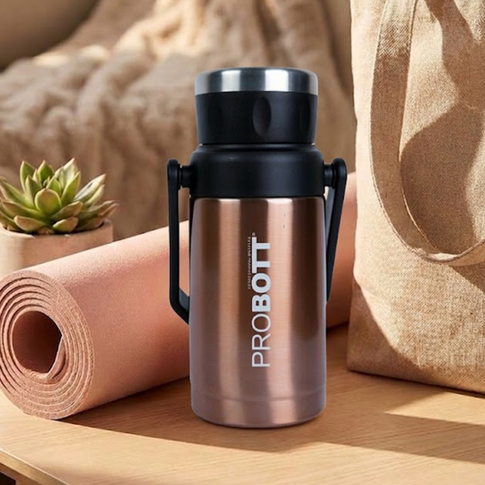 Probott Handy 1100ml Stainless Steel Hot & Cold Water Bottle, Vacuum Insulated Flask Bottles, Gold