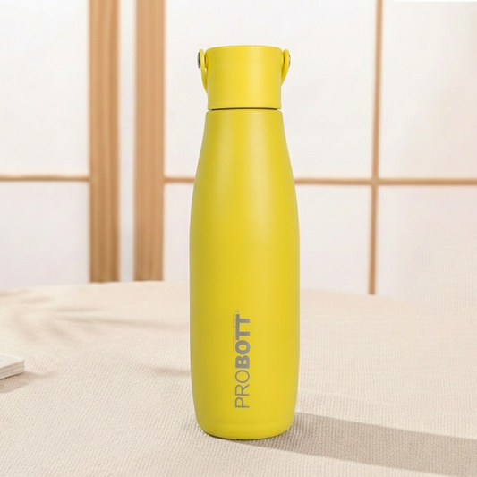 Probott Trendy 700ml Stainless Steel Water Bottles, Vacuum Insulated Flask Bottles, Yellow | Hot and Cold | Easy to Carry | Leak Proof