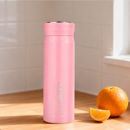 Probott Wow 240ml Stainless Steel Vacuum Insulated Flask for Kids | Perfect Water Bottle for Baby, Pink | Easy to Open & Carry