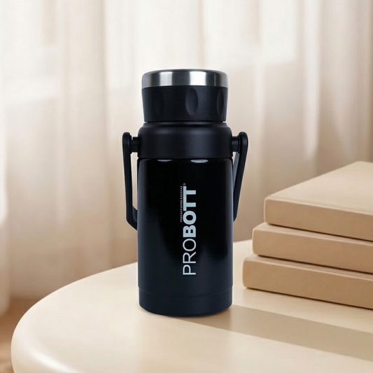 Probott Handy 1100ml Stainless Steel Hot & Cold Water Bottle, Vacuum Insulated Flask Bottles, Black