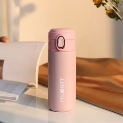 Probott Pride 300ml Thermosteel Hot & Cold Insulated Stainless Steel Travel Flask, Pink | Spill Proof | Coffee Tea Mug | Juice Mug | Easy Grip Easy to Carry
