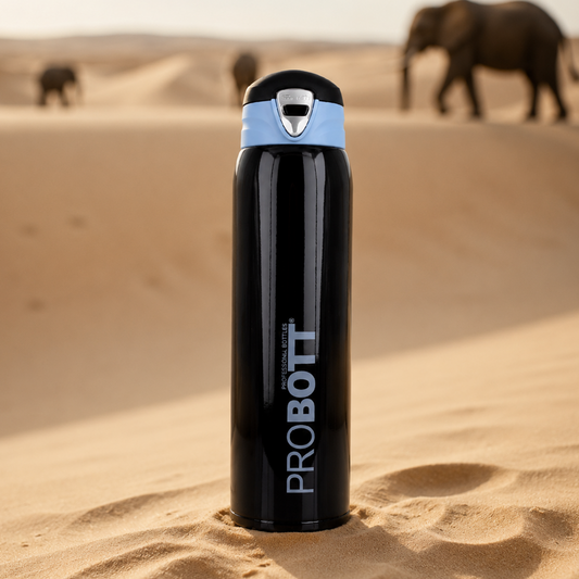 Probott Swift 500ml Thermoses Vacuum Insulated Flask Bottle, Stainless Steel Water Bottles, Dark Brown | Wide Mouth | Flip Top Cap | Hot and Cold | Leak Proof