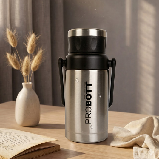 Probott Handy 1100ml Stainless Steel Hot & Cold Water Bottle, Vacuum Insulated Flask Bottles, Silver