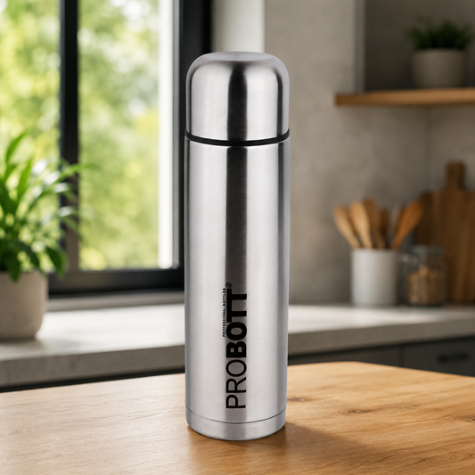 Probott Old Edition Water Bottle, Stainless Steel Water Bottles, Vacuum Insulated Flask Bottles, 750 ml, Silver | Hot and Cold | Easy to Carry | Rust & Leak Proof | Tea | Coffee | Office| Gym | Travel