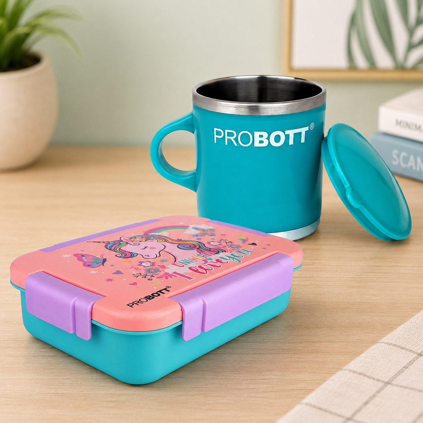 Probott Costa Stainless Steel Mug with Lunch On 710ml 3-Grid Tiffin Box (Combo Pack)