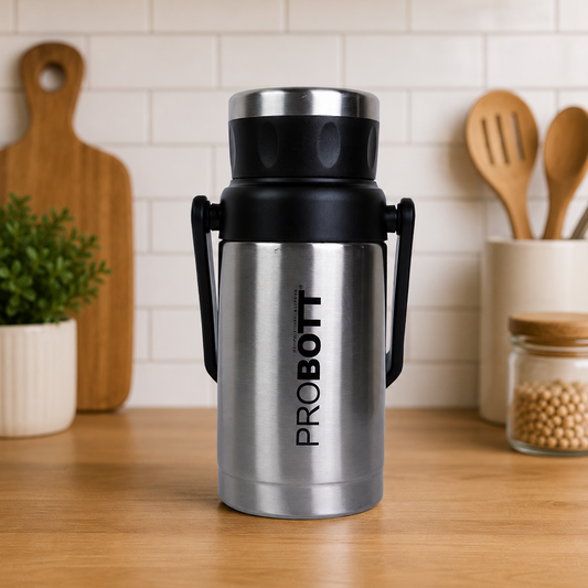 Probott Handy 1500ml Stainless Steel Hot & Cold Water Bottle, Vacuum Insulated Flask Bottles, Silver