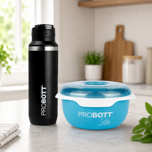 Probott Ninja 500ml Hot & Cold Flask with Lite Munchy Stainless Steel Lunch Box (Combo Pack)
