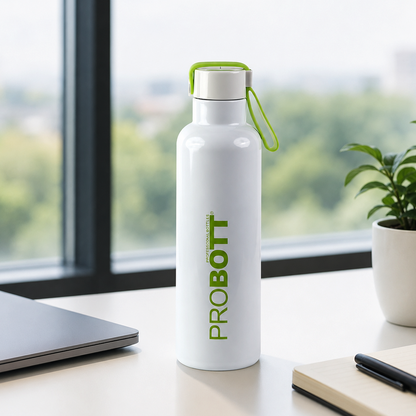 Probott Bang 750ml Thermoses Vacuum Insulated Flask Sports Bottle, Stainless Steel Water Bottles, White