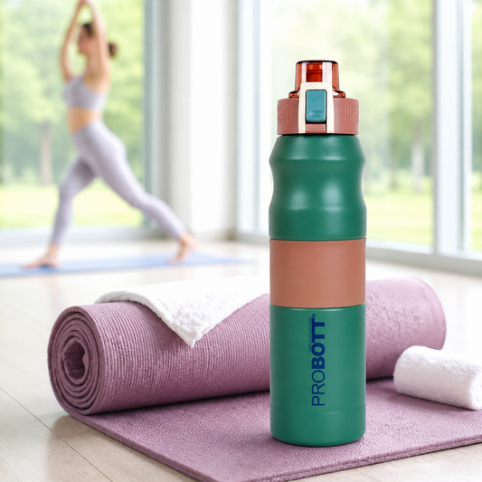 Probott Bloom 680ml Vacuum Insulated Flask Bottle, Stainless Steel Hot and Cold Water Bottles, Green