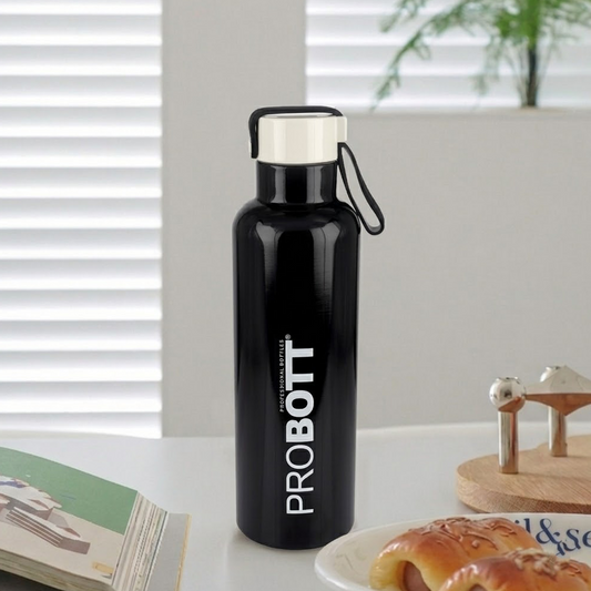 Probott Bang 600ml Thermoses Vacuum Insulated Flask Sports Bottle, Stainless Steel Water Bottles, Black