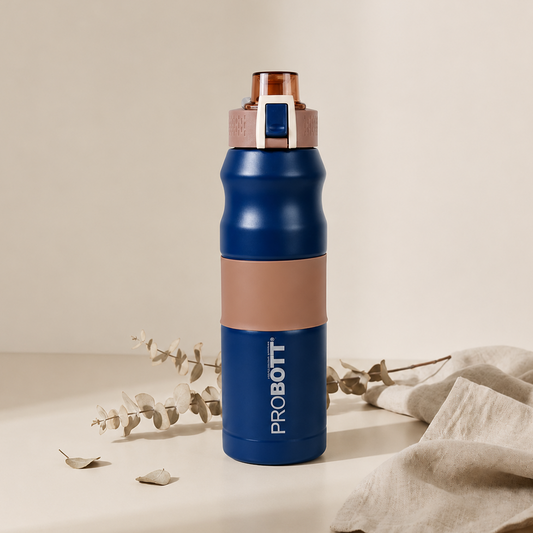 Probott Bloom 680ml Vacuum Insulated Flask Bottle, Stainless Steel Hot and Cold Water Bottles, Blue