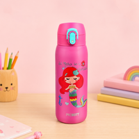 Probott Champ 230ml Thermoses Vacuum Insulated Flask, Stainless Steel Water Bottle for Kids, Pink | One-Click-Open Leak-Proof Locking Flip Lid