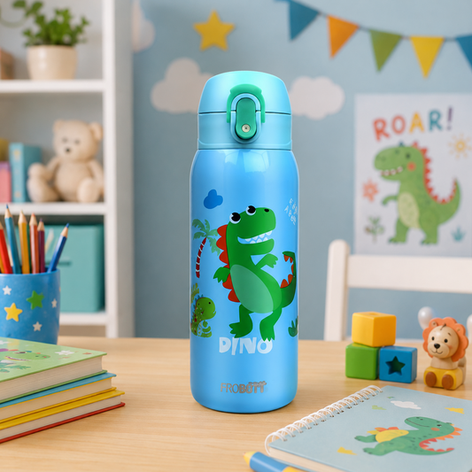 Probott Champ 230ml Thermoses Vacuum Insulated Flask, Stainless Steel Water Bottle for Kids, Light Blue | One-Click-Open Leak-Proof Locking Flip Lid