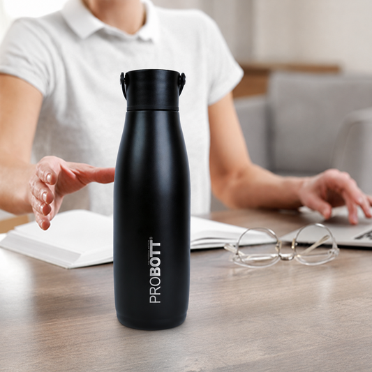 Probott Trendy 480ml Stainless Steel Water Bottles, Vacuum Insulated Flask Bottles, Black | Hot and Cold | Easy to Carry | Leak Proof