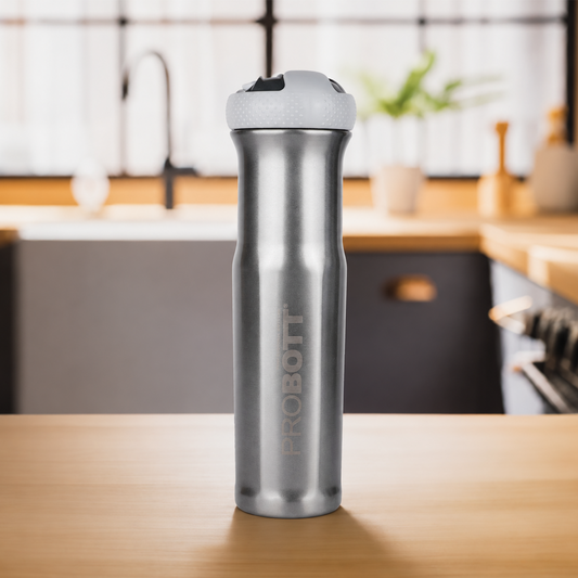 Probott Status 700ml Stainless Steel Water Bottle, Vacuum Insulated Flask Bottles, Silver | Hot and Cold | Easy to Carry | Leak Proof