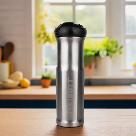 Probott Status 700ml Stainless Steel Water Bottle, Vacuum Insulated Flask Bottles, Brown | Hot and Cold | Easy to Carry | Leak Proof