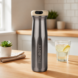Probott Swipe 600ml Stainless Steel Water Bottle, Vacuum Insulated Flask Bottles, Beige | Hot and Cold | Easy to Carry | Leak Proof