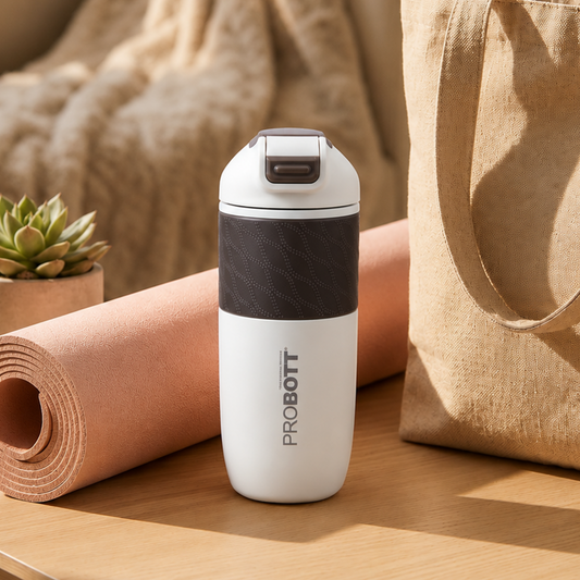 Probott Pluto 520ml Vacuum Insulated Flask Bottle, Stainless Steel Hot and Cold Water Bottles, White