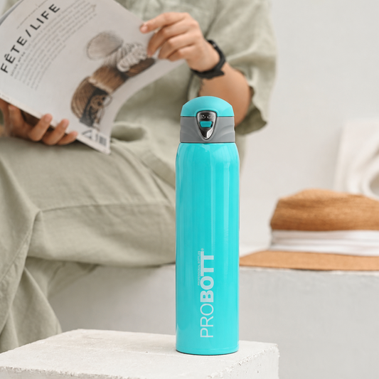 Probott Swift 950ml Thermoses Vacuum Insulated Flask Bottle, Stainless Steel Water Bottles, Sky Blue | Wide Mouth | Flip Top Cap | Hot and Cold | Leak Proof