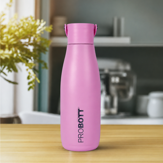 Probott Trendy 480ml Stainless Steel Water Bottles, Vacuum Insulated Flask Bottles, Pink | Hot and Cold | Easy to Carry | Leak Proof