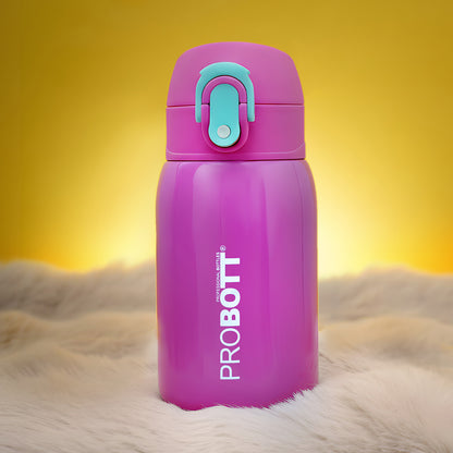 Probott Little 230ml Thermoses Vacuum Insulated Flask, Stainless Steel Water Bottle for Kids, Pink | One-Click-Open Leak-Proof Locking Flip Lid