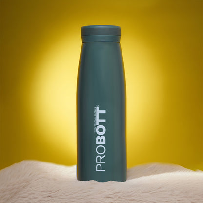Probott Aquatic 500ml Vacuum Insulated Flask Bottle, Stainless Steel Hot and Cold Water Bottles, Dark Green