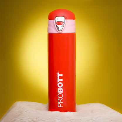 Probott Swift 500ml Thermoses Vacuum Insulated Flask Bottle, Stainless Steel Water Bottles, Red | Wide Mouth | Flip Top Cap | Hot and Cold | Leak Proof