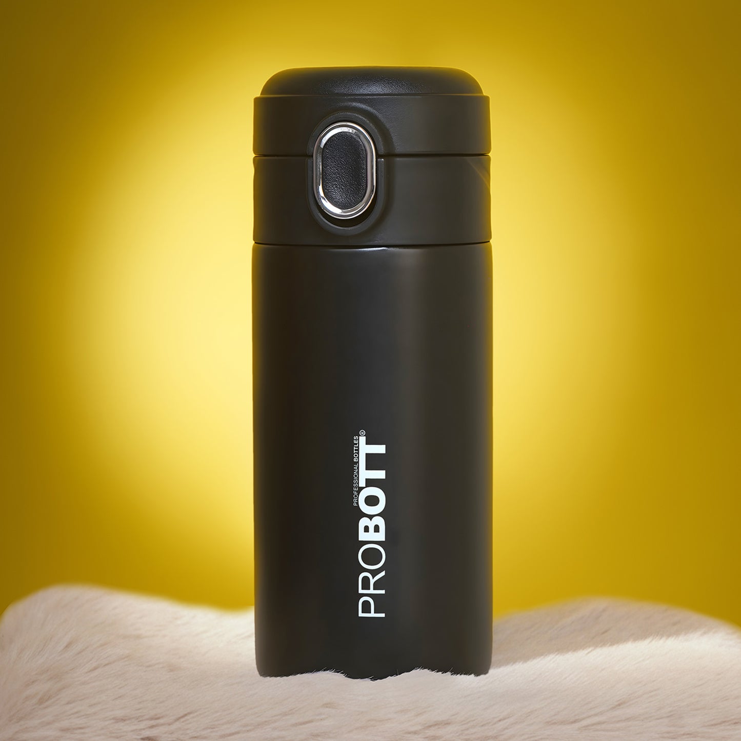 Probott Pride 400ml Thermosteel Hot & Cold Insulated Stainless Steel Travel Flask, Black | Spill Proof | Coffee Tea Mug | Juice Mug | Easy Grip Easy to Carry