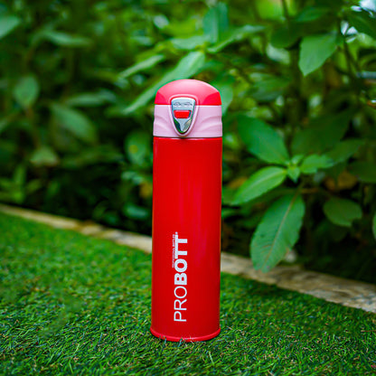 Probott Swift 500ml Thermoses Vacuum Insulated Flask Bottle, Stainless Steel Water Bottles, Red | Wide Mouth | Flip Top Cap | Hot and Cold | Leak Proof