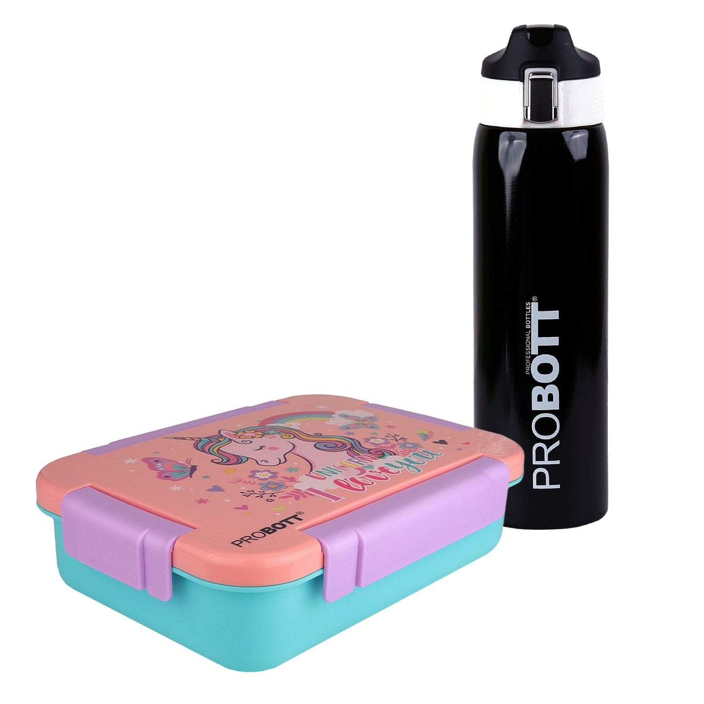 Probott Icon 1000ml Hot & Cold Sipper Bottle with Lunch On 710ml 3-Grid Tiffin Box (Combo Pack)