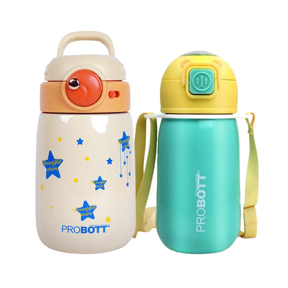 Probott Cool Kid 360ml Sipper Bottle with Cutie 320ml Push-Button Sipper Bottle | Double Wall Hot & Cold Flask Combo