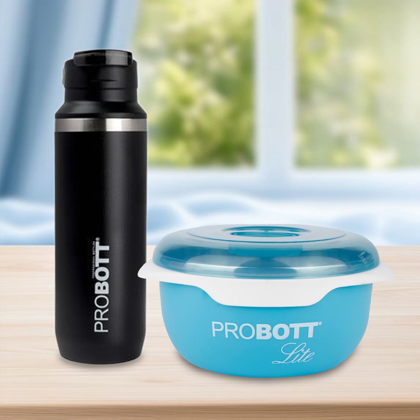 Probott Ninja 500ml Hot & Cold Flask with Lite Munchy Stainless Steel Lunch Box (Combo Pack)