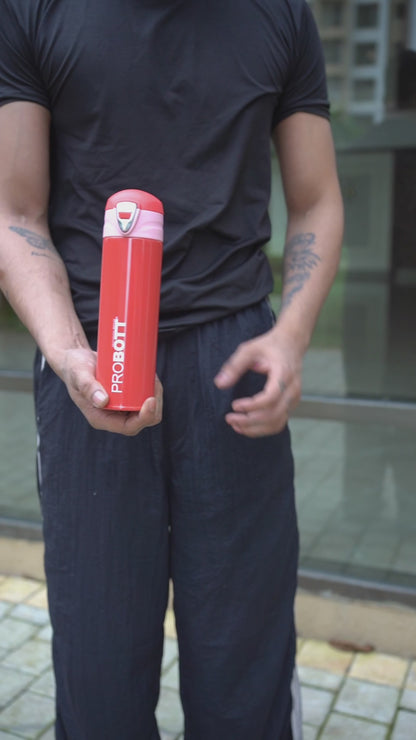 Probott Swift 500ml Thermoses Vacuum Insulated Flask Bottle, Stainless Steel Water Bottles, Red | Wide Mouth | Flip Top Cap | Hot and Cold | Leak Proof