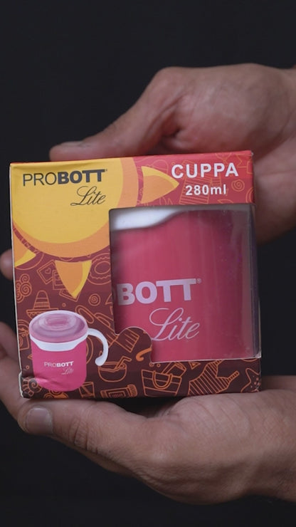 PROBOTT LITE Cuppa Stainless Steel Mug/Cup with Lid 280ml, Stylish Cup Ideal for Hot & Cold Coffee, Tea | Desk Mug – Orange